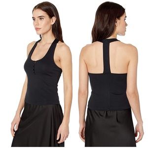 Free People Hang Out Cami Black tops